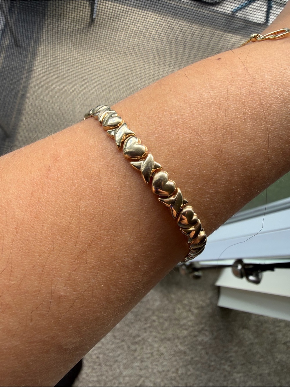 10k Yellow Gold Heart Link Bracelet - Women Jewelry